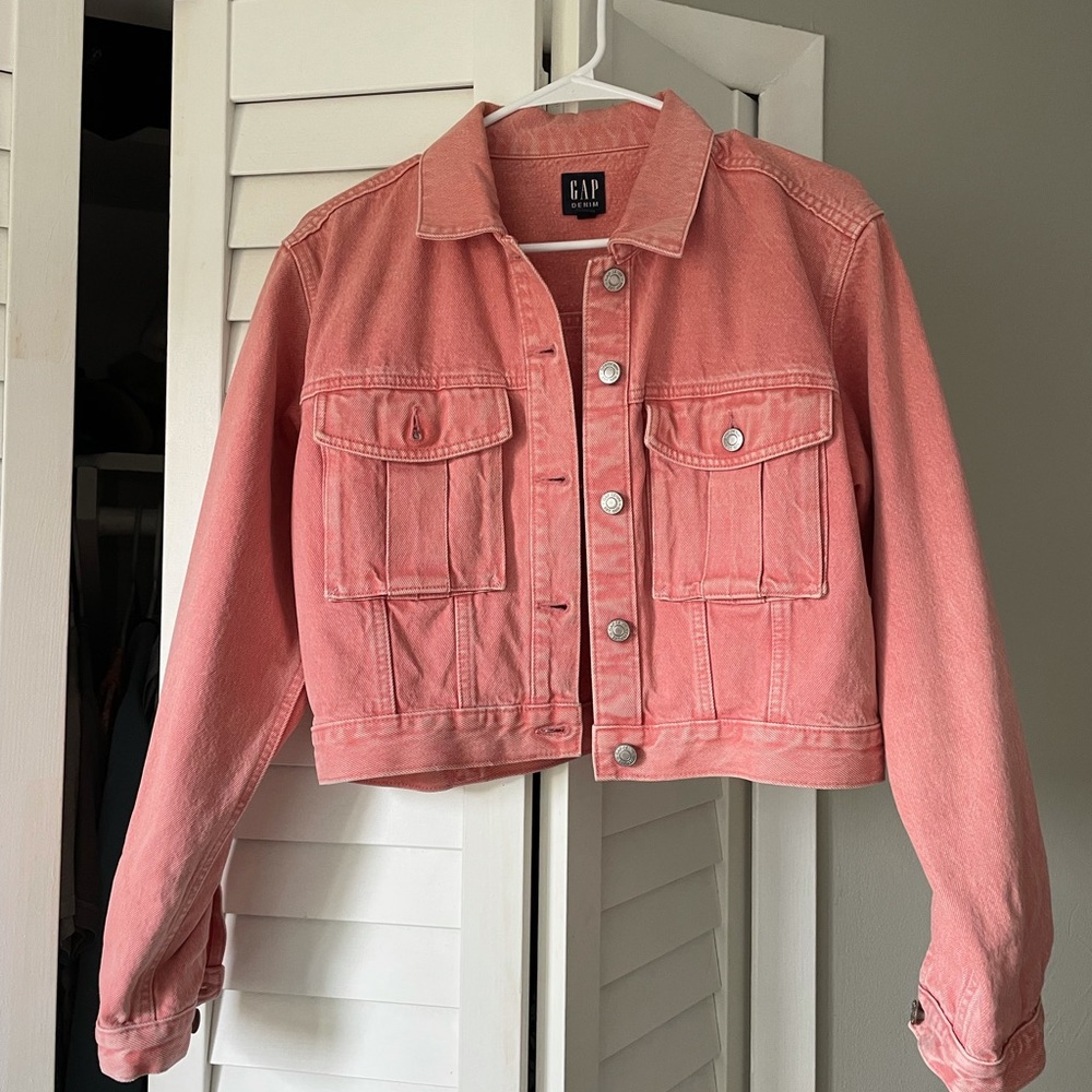Pink Denim Crop Jacket